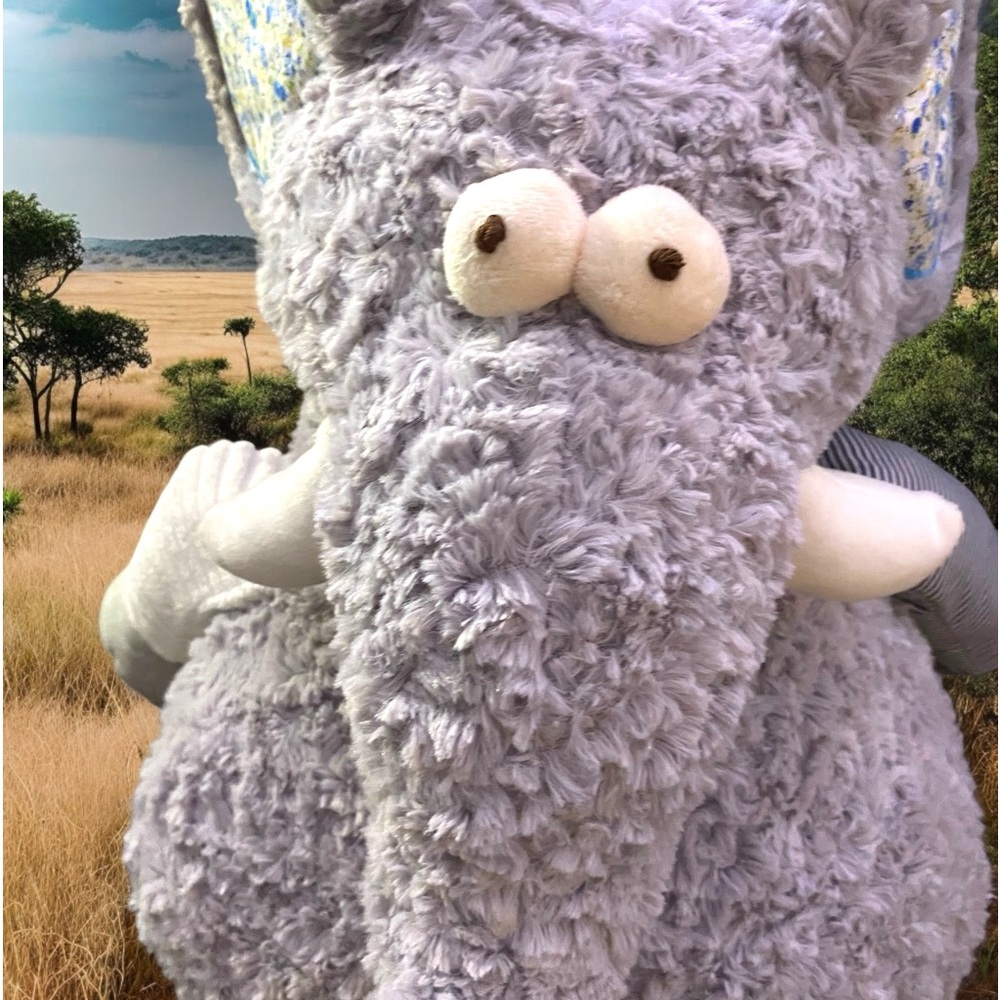 Children’s GILI by Jill Martin plush gray elephant with blue trim. New W/tag 32"